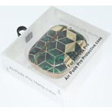 Airpods Pro Hoesje Marmer Goud-Groen met Clip