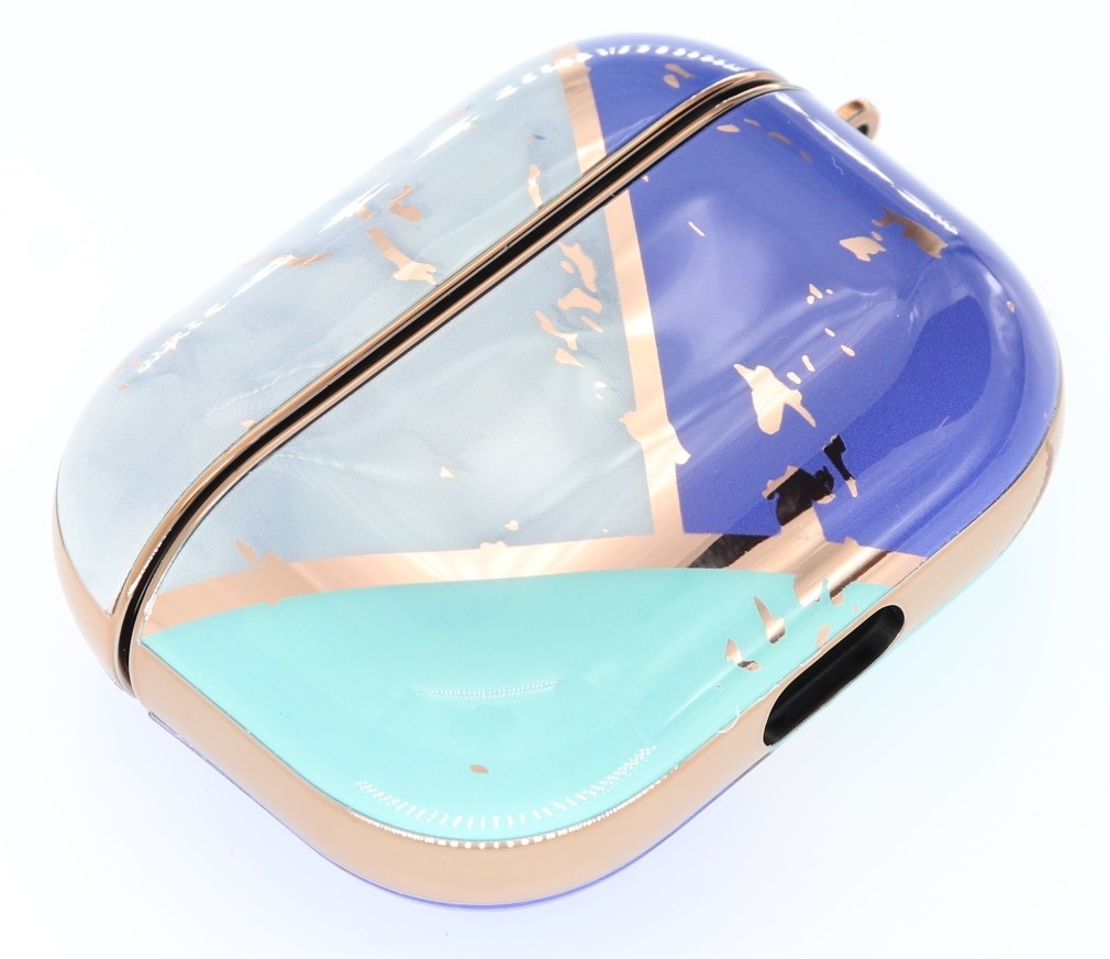 Airpods Pro Hoesje Marmer Blauw/Wit met Clip