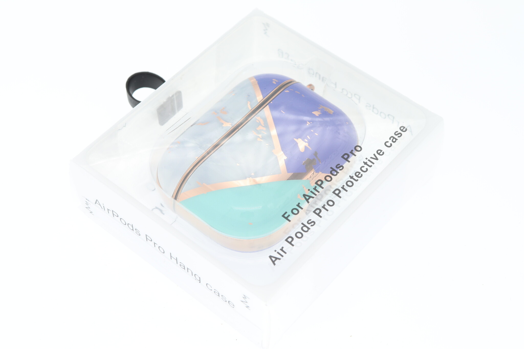 Airpods Pro Hoesje Marmer Blauw/Wit met Clip