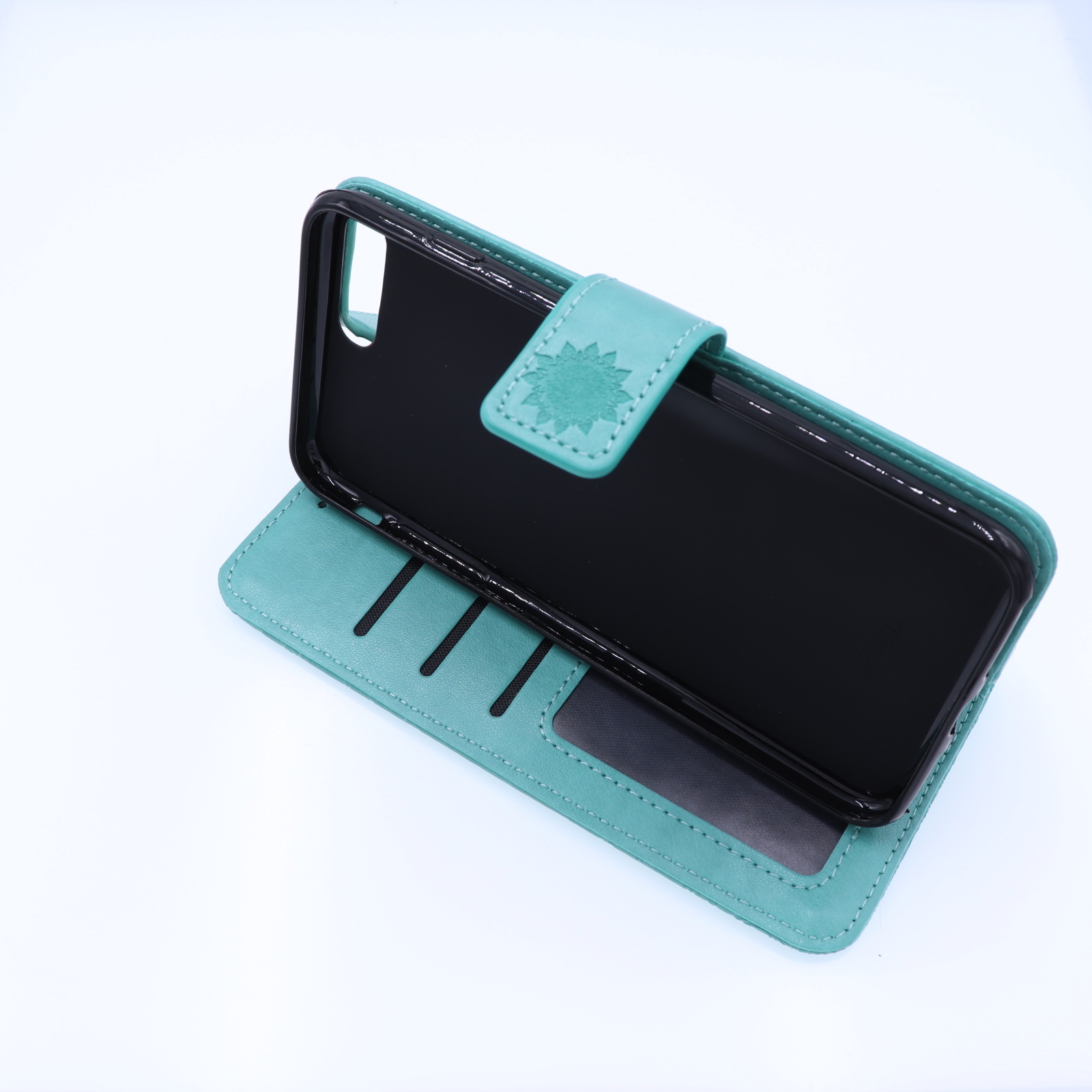 Apple iPhone 7/8 Plus Boekhoesje Mandela Print Turqouise