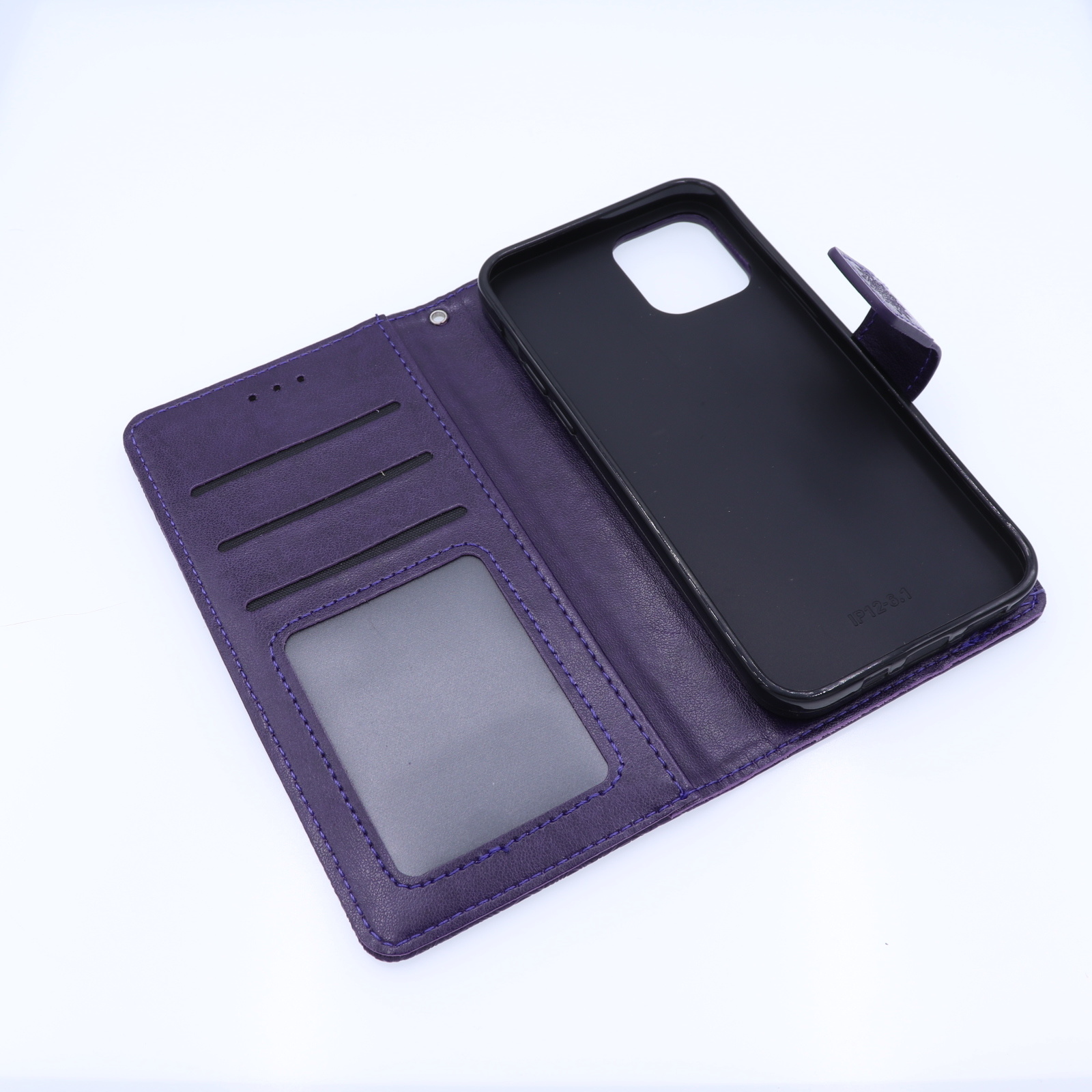 Apple iPhone 12 / 12 Pro Boekhoesje Mandela Print Paars