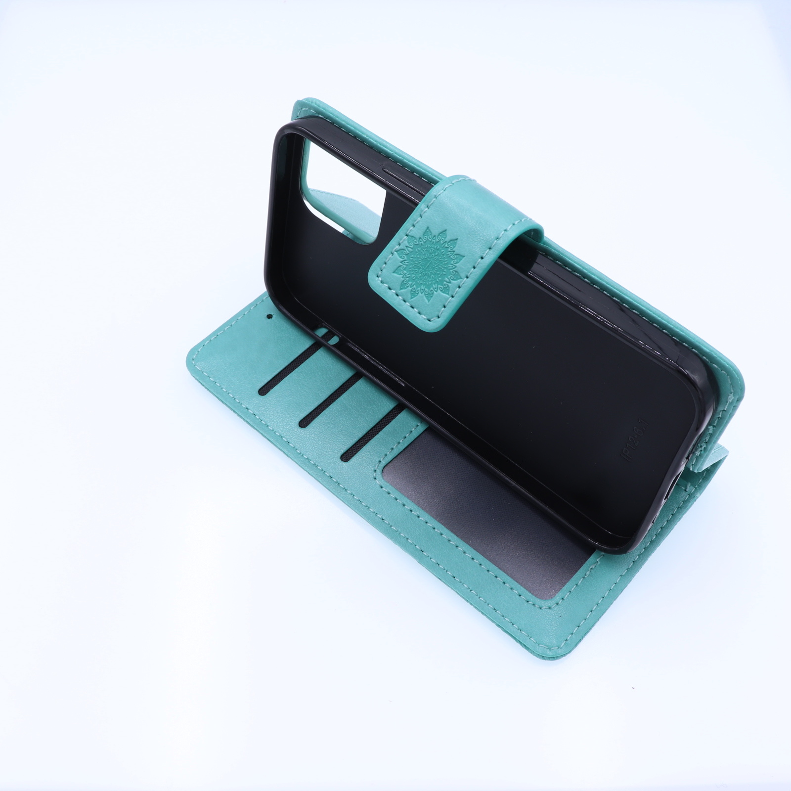 Apple iPhone 12 / 12 Pro Boekhoesje Mandela Print Mint Groen