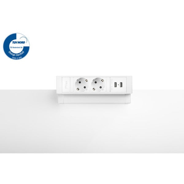 Filex Power Desk Up | opbouwmodule 2x 230V 2x USB Charge, zwart-wit