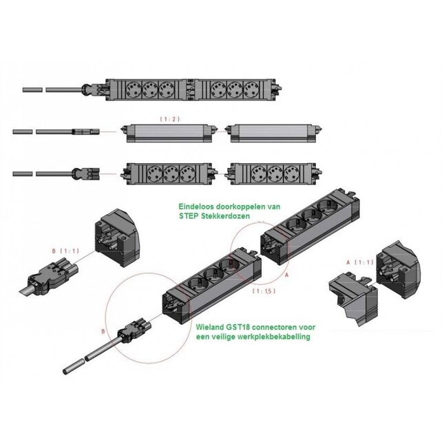 Stekkerdoos Bachmann STEP BASE 5x 230v Stekkerdoos Bachmann STEP BASE 5x 230v