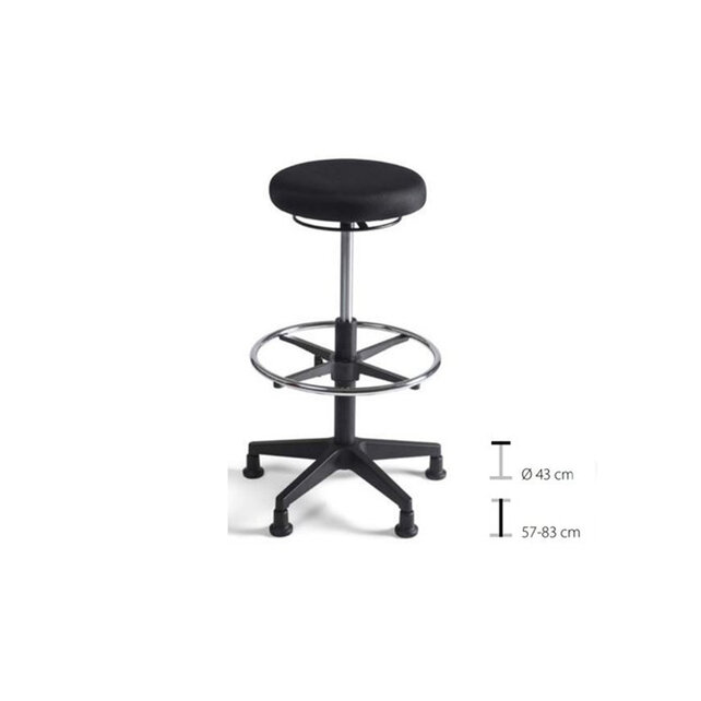 Werkkruk Tabouret stof hoog zwart