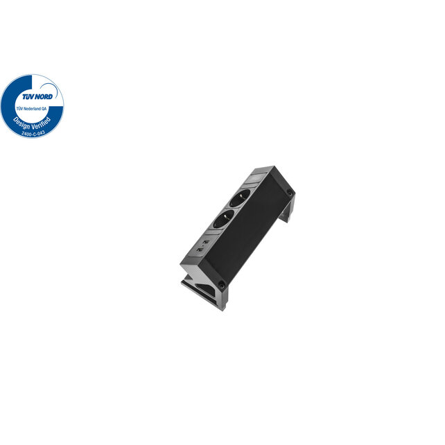 Filex Power Desk Up | opbouwmodule 2x 230V 2x USB Charge, zwart-wit Filex Power Desk Up | opbouwmodule 2x 230V 2x USB Charge, zwart-wit