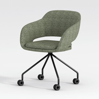 Verrijdbare vergaderstoel Club zwart | groen