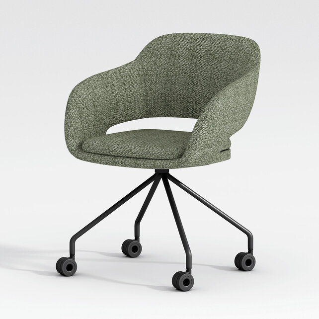 Verrijdbare vergaderstoel Club zwart | groen