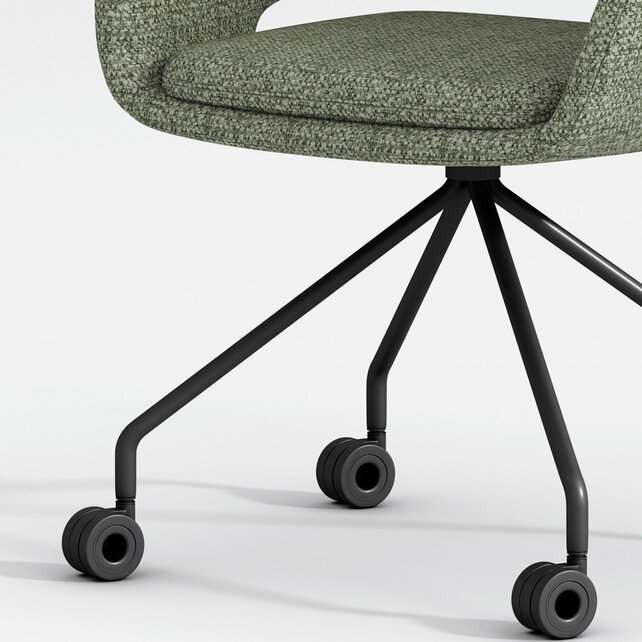 Verrijdbare vergaderstoel Club zwart | groen