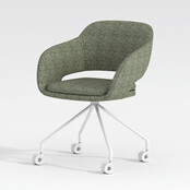 Verrijdbare vergaderstoel Club wit | groen