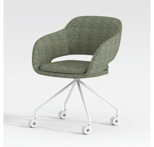 Verrijdbare vergaderstoel Club wit | groen