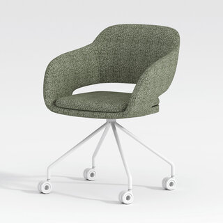 Verrijdbare vergaderstoel Club wit | groen