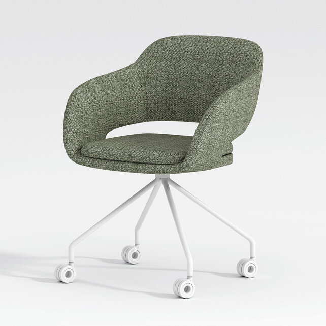 Verrijdbare vergaderstoel Club wit | groen