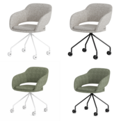 Vergaderstoel Club op wieltjes zwart | beige