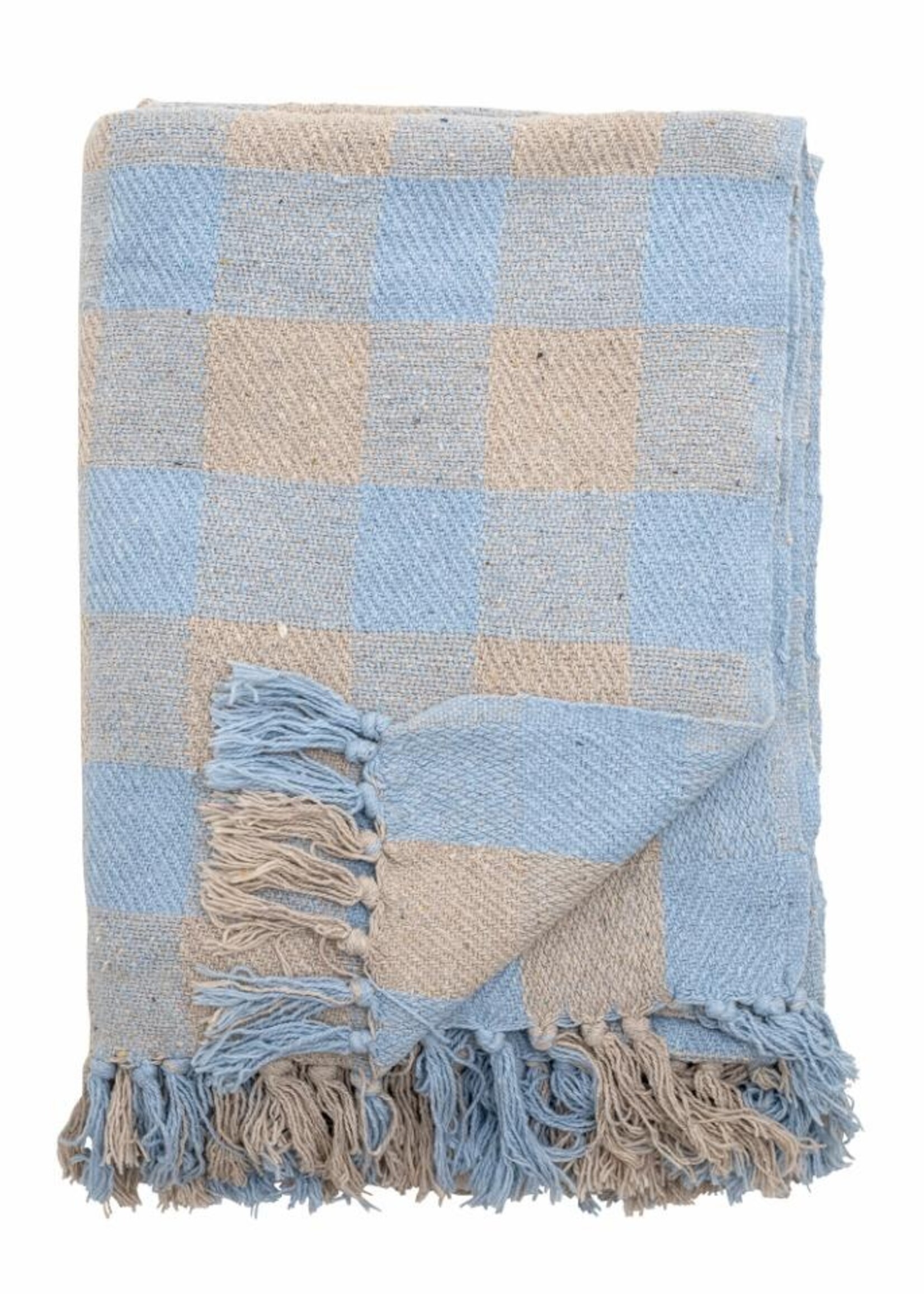 Bloomingville Large Throw Blue recycled cotton 160 x 130 cm