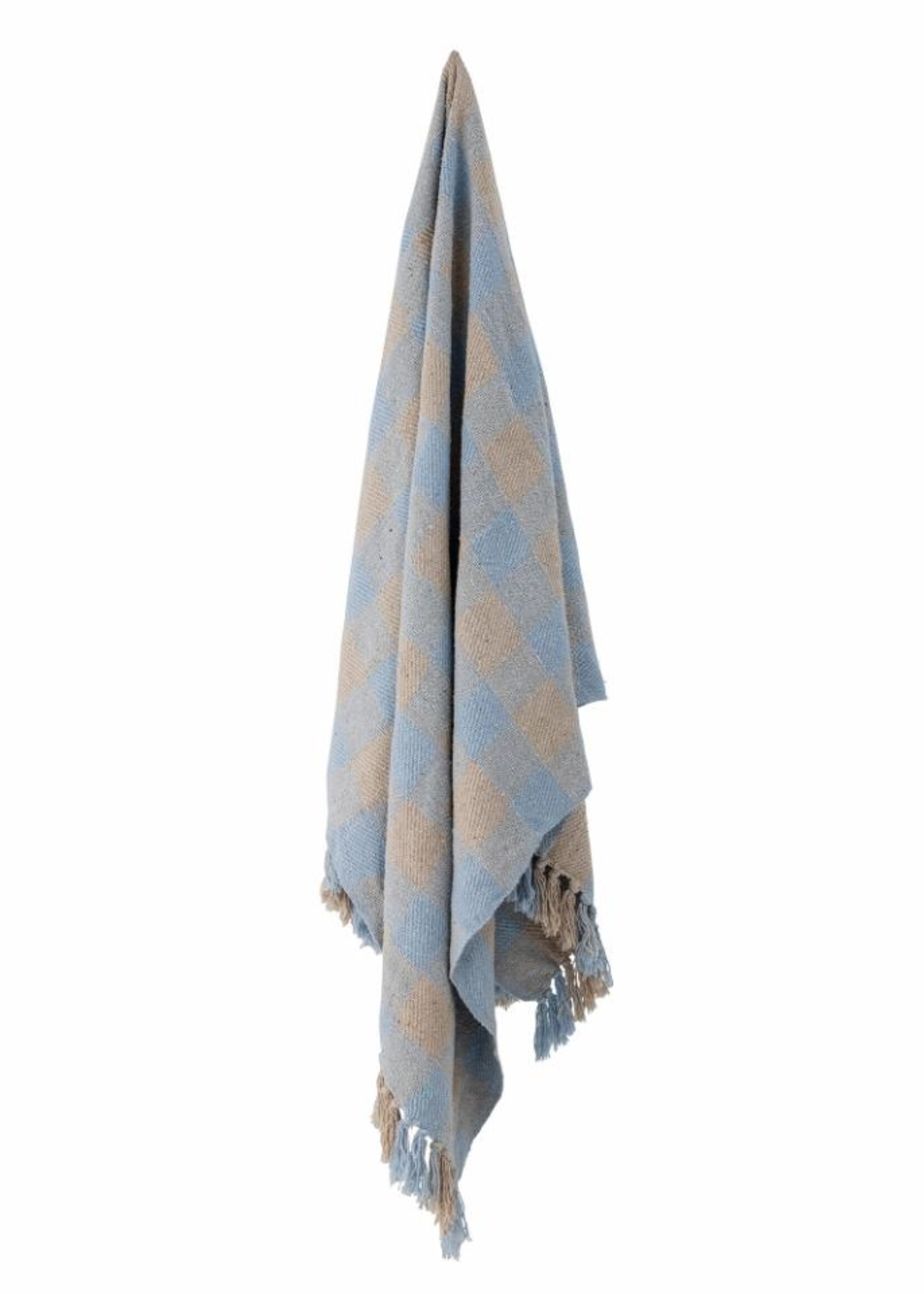 Bloomingville Large Throw Blue recycled cotton 160 x 130 cm