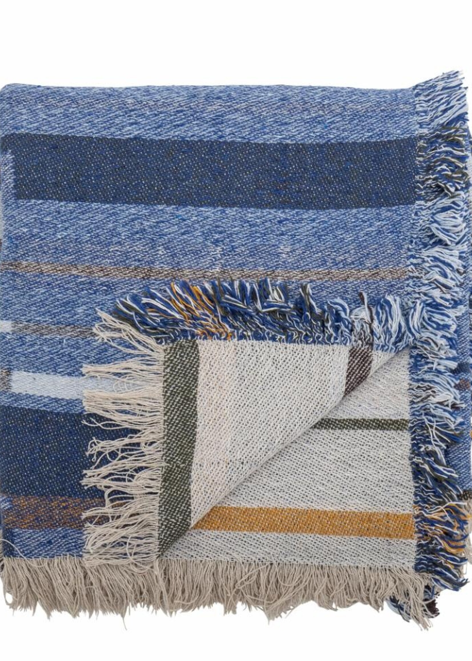 Bloomingville Toscana Throw Blue recycled cotton