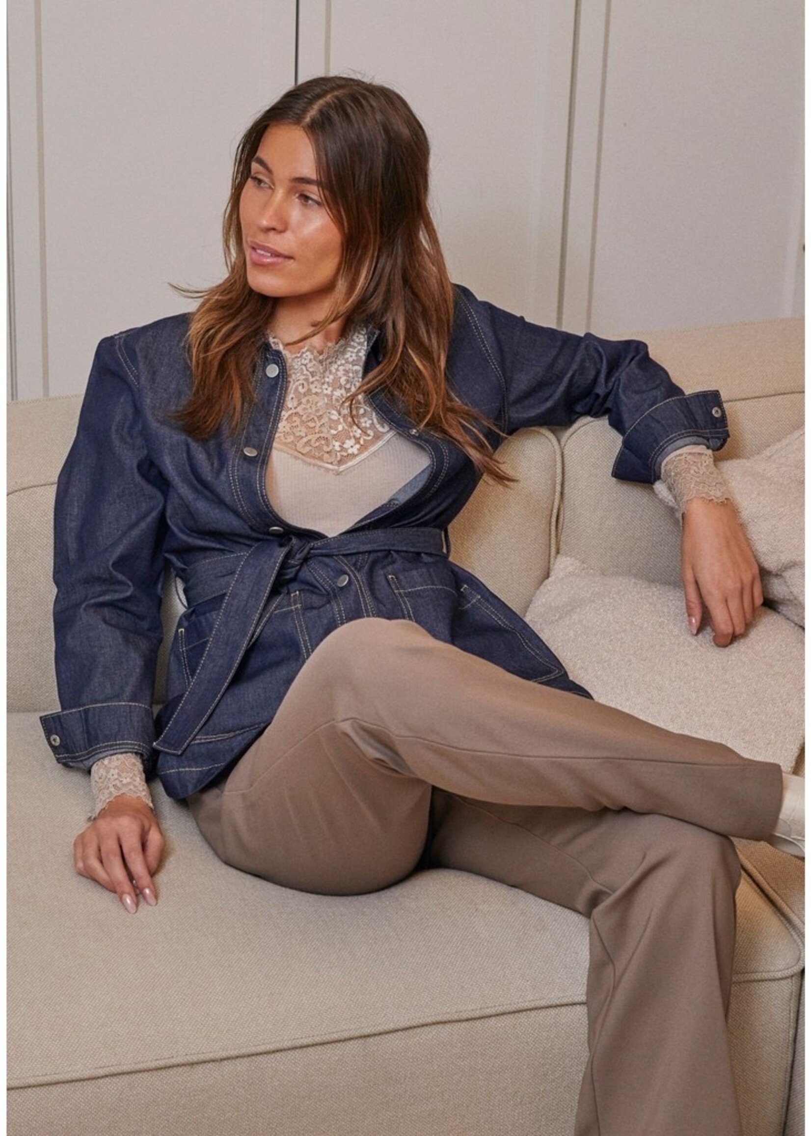 I Say Diva Belt Blazer Dark Denim