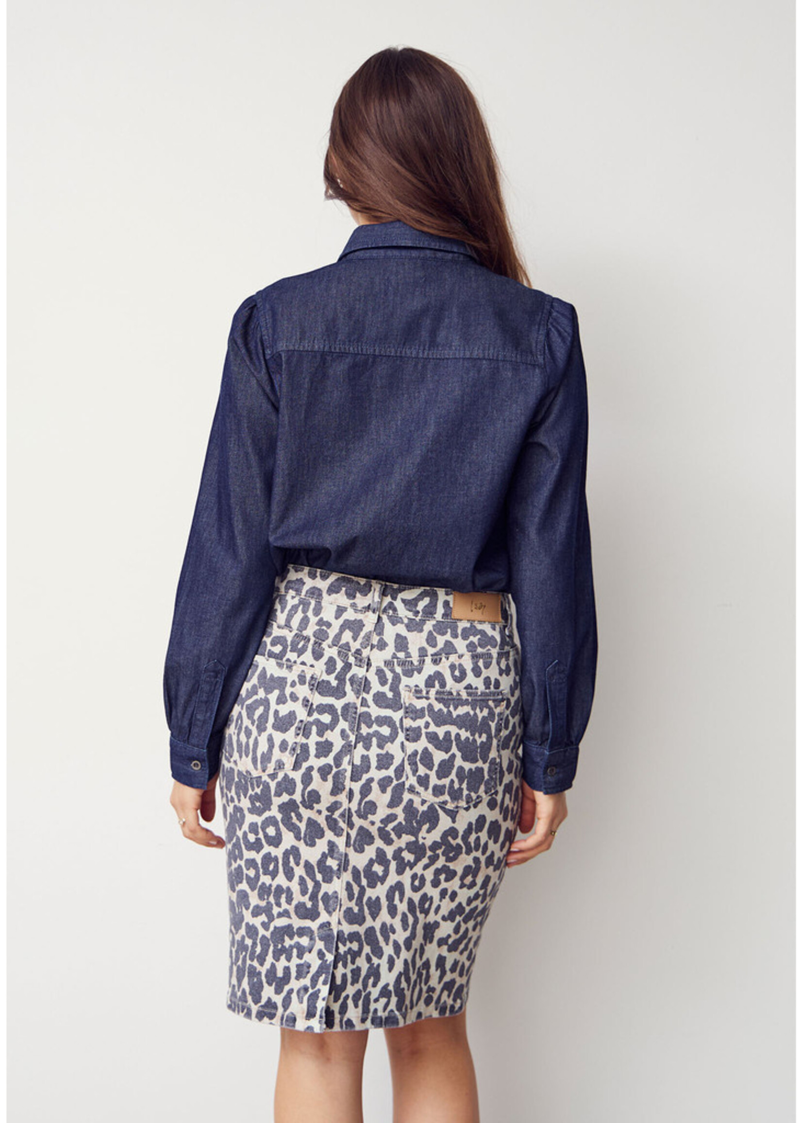 I Say Diva Cropped Shirt dark denim