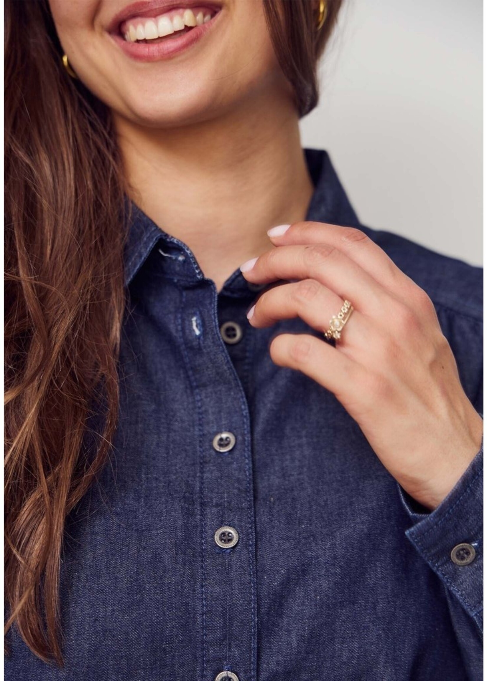 I Say Diva Cropped Shirt dark denim