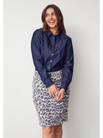I Say Diva Cropped Shirt dark denim