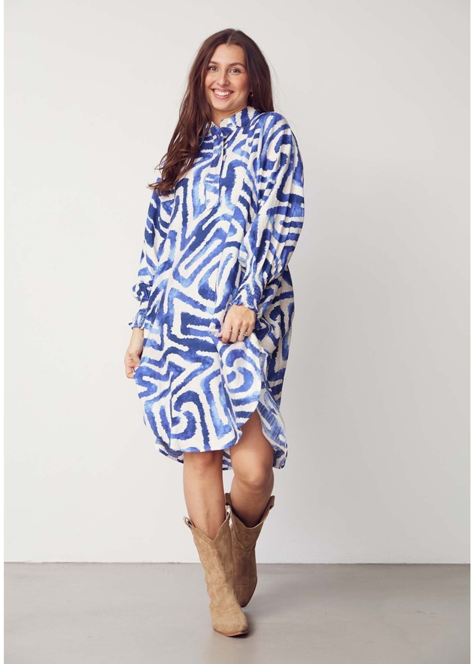 I Say Ane printed dress Blue graphical