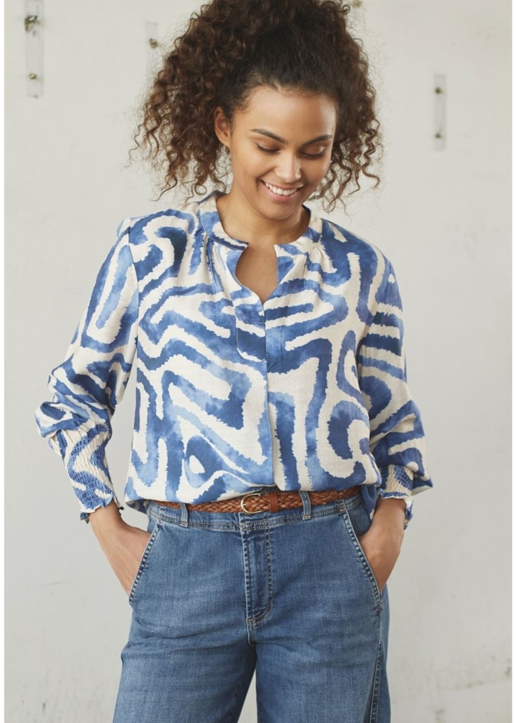 I Say Ane printed bloes Blue graphical