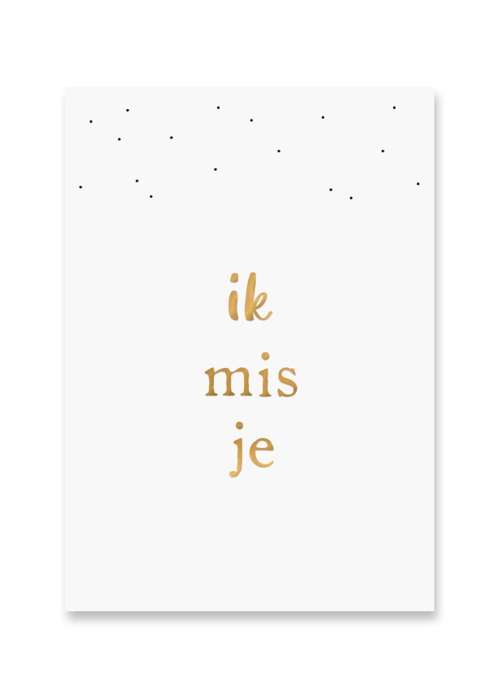 Kaart Mis je | Goudfolie