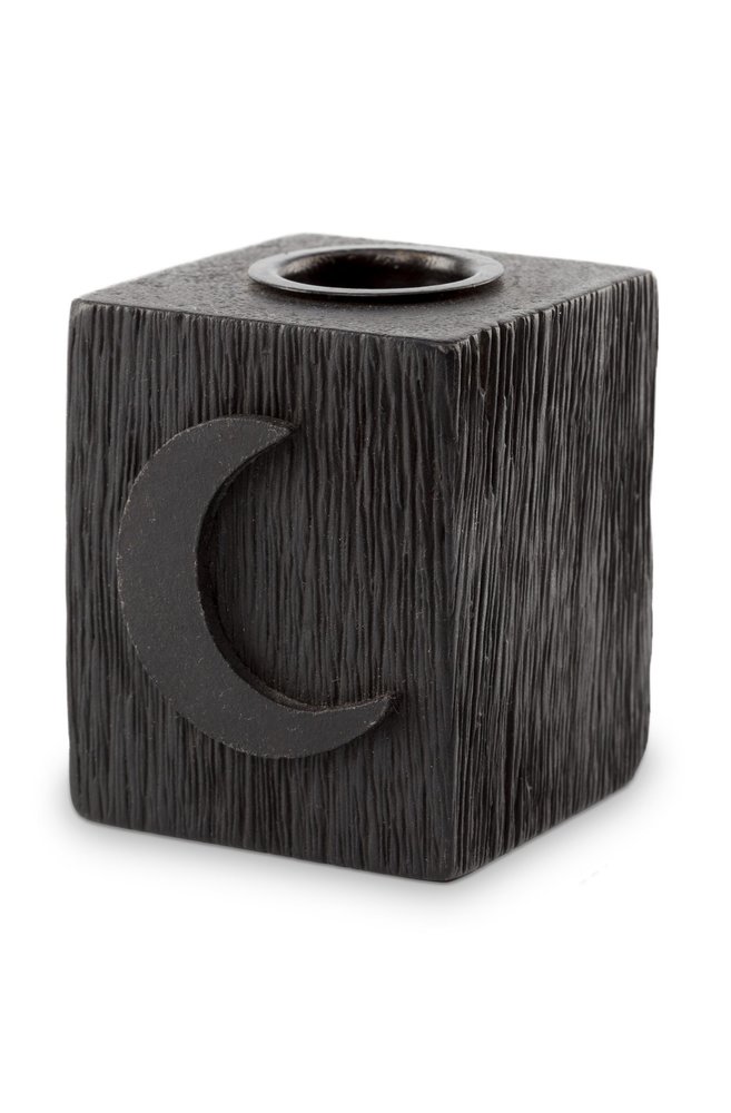Kaarsenblok Maan Hout Zwart 5x5x6cm Kaarsenblok Maan Hout Zwart 5x5x6cm