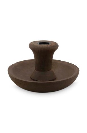 Candle Holder Round Brown with Black Cup 16cm