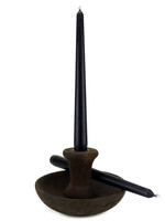 Candle Holder Round Brown with Black Cup 16cm