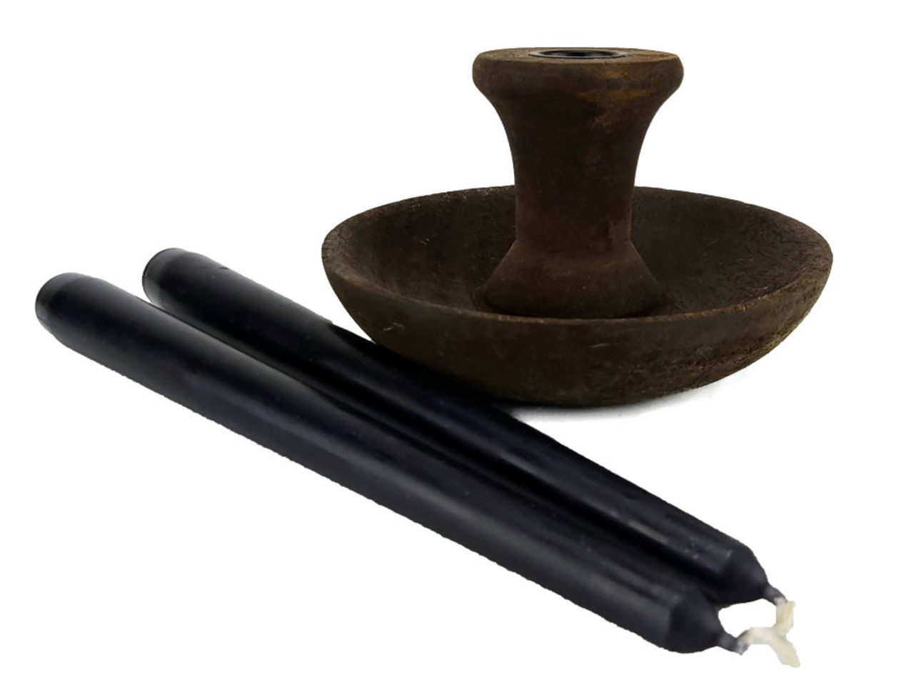 Kandelaar Rond Bruin met Zwarte Kop 16cm Kandelaar Rond Bruin met Zwarte Kop 16cm