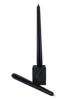 Candle Block Moon Wood Black 5x5x6cm