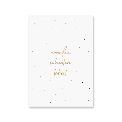Kaart Woorden tekort | Goudfolie Kaart Woorden tekort | Goudfolie