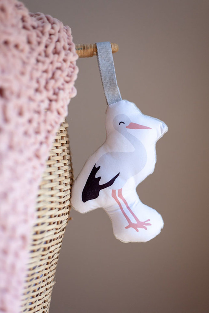 Soft Toy Ooievaar met rateltje en knisper - Soft babytoy Soft Toy Ooievaar met rateltje en knisper - Soft babytoy