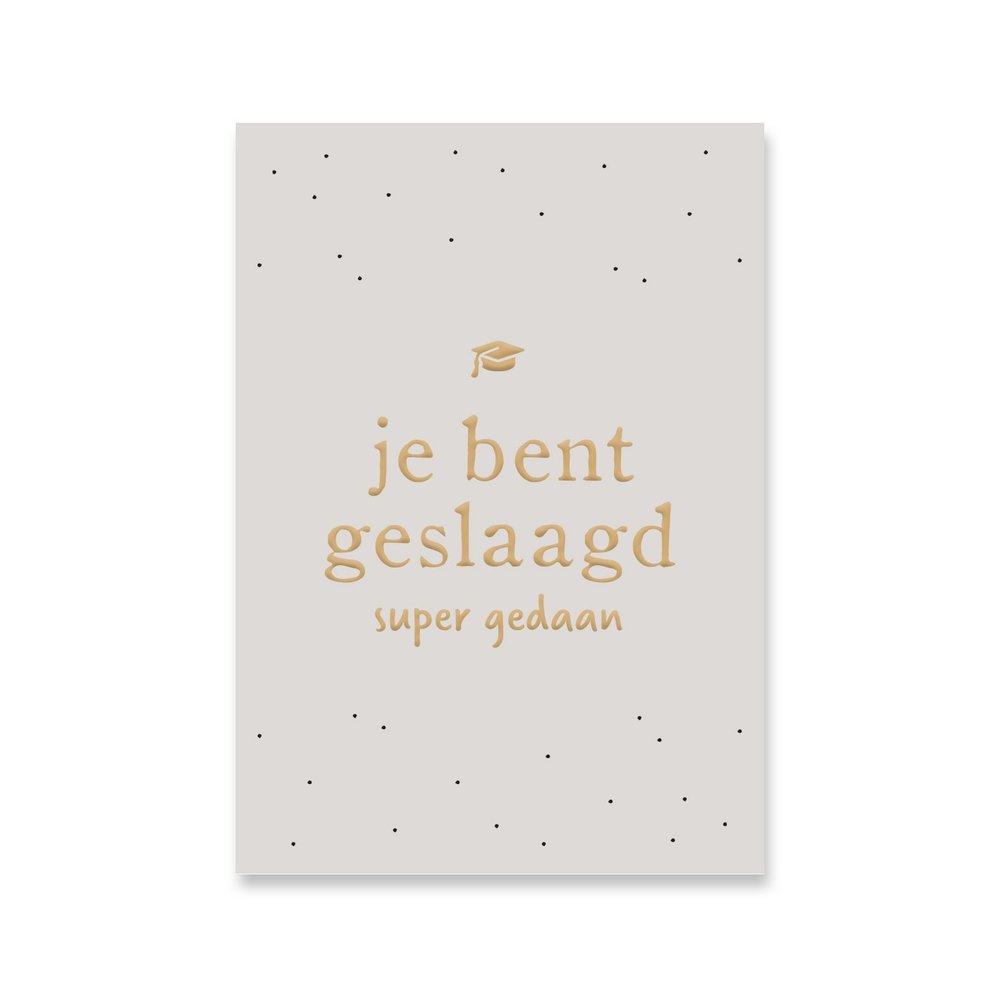Kaart Geslaagd | Goudfolie Kaart Geslaagd | Goudfolie