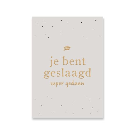 Kaart Geslaagd | Goudfolie Kaart Geslaagd | Goudfolie