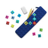 Waff Pencil Case With Cubes Navy Blue Waff Pencil Case With Cubes Navy Blue