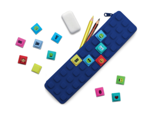 Waff Pencil Case With Cubes Navy Blue Waff Pencil Case With Cubes Navy Blue