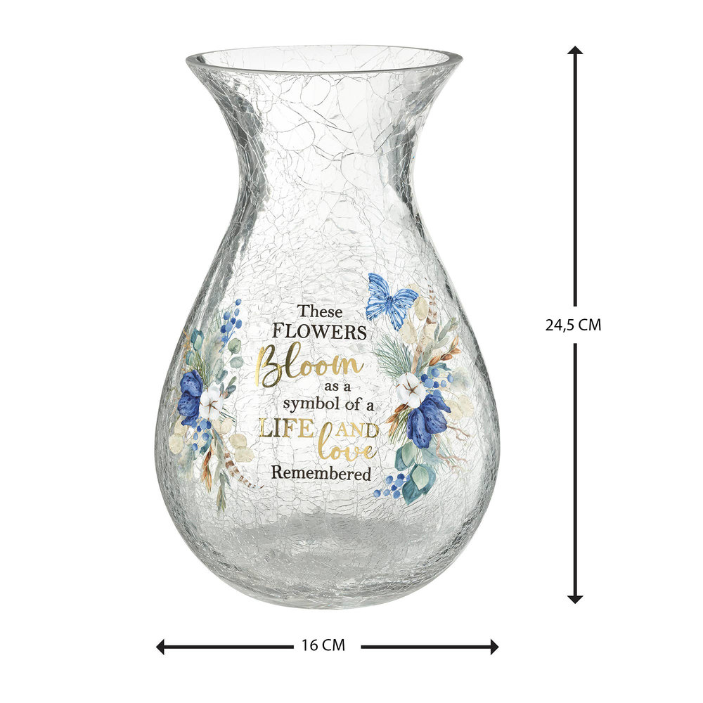 Gebroken glas Memorial Vaas met Sympathie Tekst Gebroken glas Memorial Vaas met Sympathie Tekst