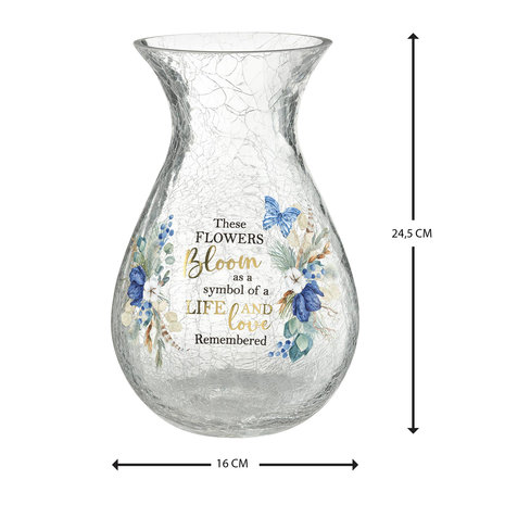 Gebroken glas Memorial Vaas met Sympathie Tekst Gebroken glas Memorial Vaas met Sympathie Tekst