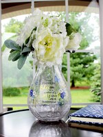 Crackle Glass Memorial Vase with Sympathy Verse