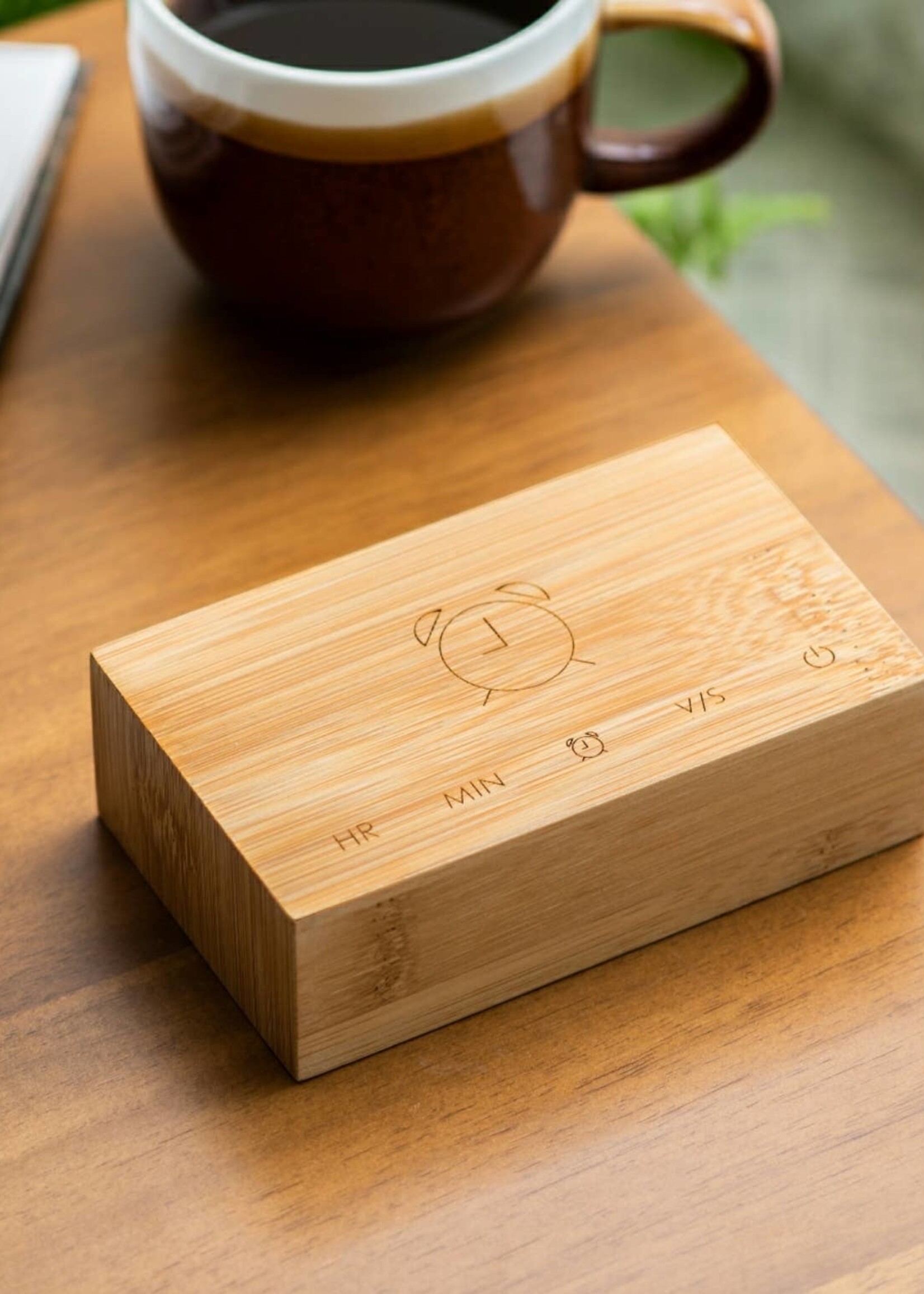 Flip Click Clock  Bamboo Wood