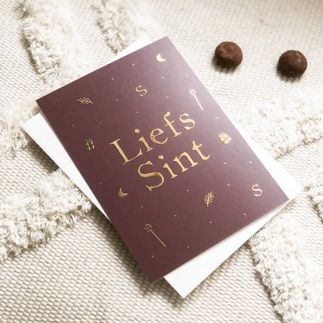 Kaart Liefs Sint | Goudfolie Kaart Liefs Sint | Goudfolie