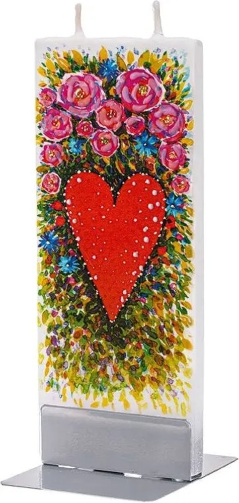 Flat handmade candle - Artistic Hearts & Flowers Flat handmade candle - Artistic Hearts & Flowers
