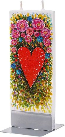 Flat handmade candle - Artistic Hearts & Flowers Flat handmade candle - Artistic Hearts & Flowers