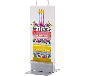 Platte handgemaakte kaars - Gelukkige verjaardag gelaagde cake Platte handgemaakte kaars - Gelukkige verjaardag gelaagde cake