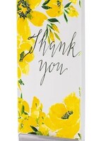 Platte handgemaakte kaars - Bedankt gele bloemenprint