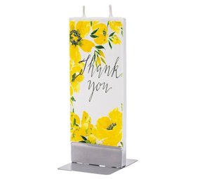 Platte handgemaakte kaars - Bedankt gele bloemenprint Platte handgemaakte kaars - Bedankt gele bloemenprint