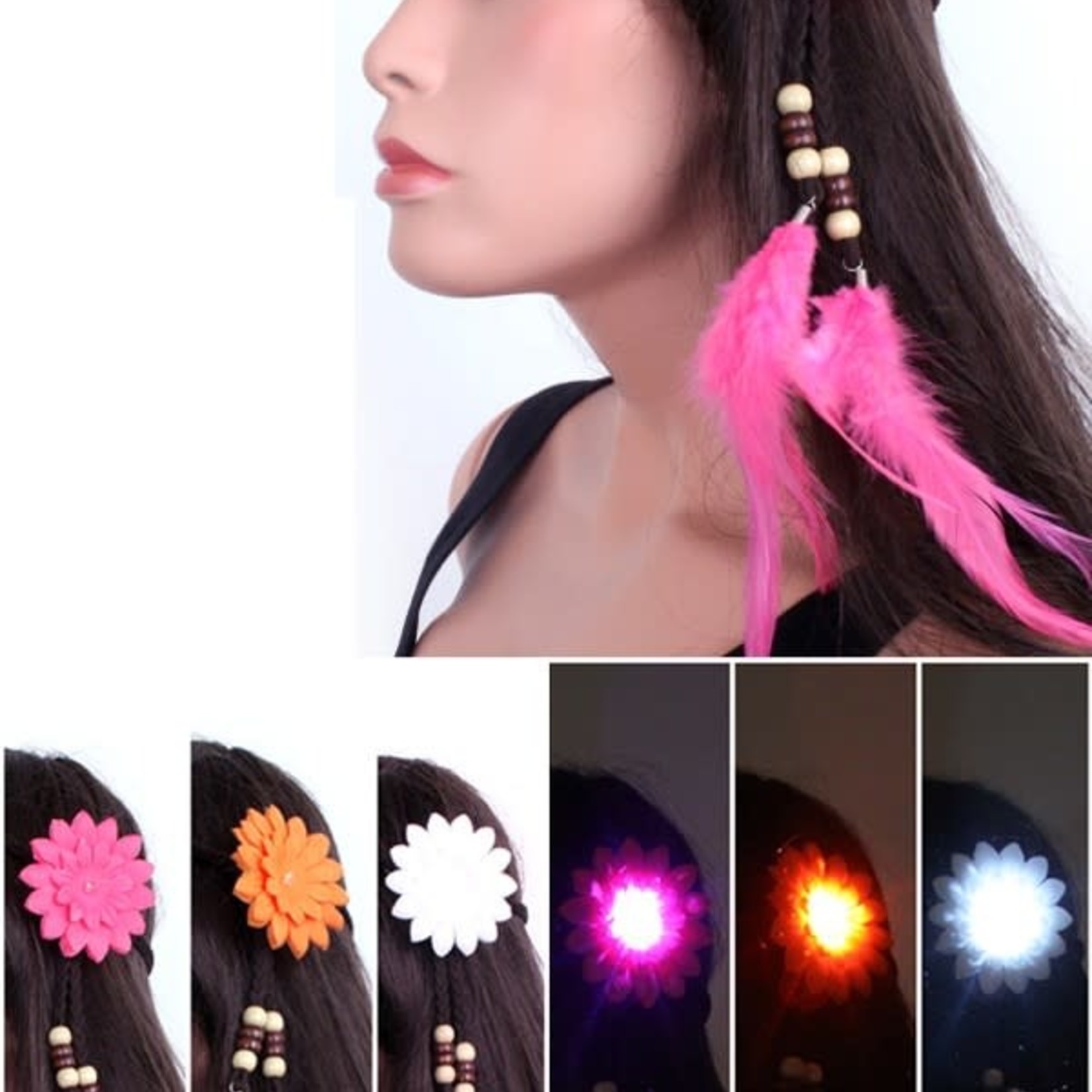 Bazaar Ple4 Hoofdband Hippie met Licht 3 Assorti